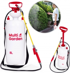 Tlačni vrtni razpršilnik 8 l MULTIGARDEN z dolgo palico in batno črpalko