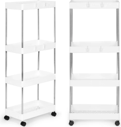 Plastično stojalo za kopalnico s 4 policami na kolesih