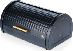 Kovinski zaboj za kruh, črn, 38 × 28,5 × 18 cm