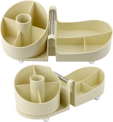 Organizator za kozmetiko in pisarniške pripomočke z ročajem, bež