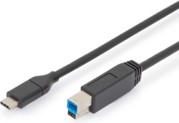 Povezovalni kabel USB 3.0 tip C na B, SuperSpeed 5 Gbps, Power Delivery, 1,8 m, črn