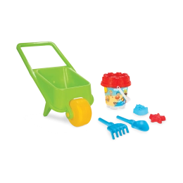 Voziček s priborom za peskovnik, 5 kosov - zelen, Pilsan