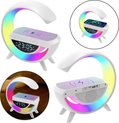 Multifunkcijska nočna lučka z budilko in indukcijskim polnilnikom