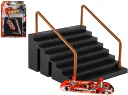 Prstni skateboard s stopnicami in ograjo 9 cm