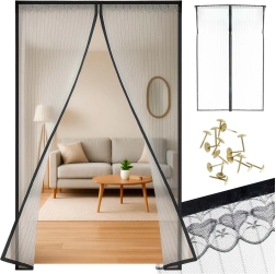 Magnetic insect screen for doors, black – Black