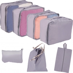 Potovalni organizatorji za kovček – set 7 kosov, vodoodporne torbe in vrečka za čevlje – Siva
