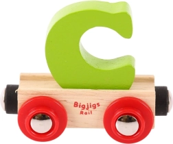 Leseni vagonček s črko C Bigjigs Rail