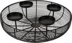 Round metal candle holder for 4 candles, black, 36 × 10 cm