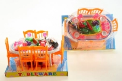 Mizica z jedilom za punčke s stolčki in posodico