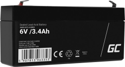 brezvzdrževalna AGM VRLA baterija GREEN CELL 6 V 3,4 Ah za alarme, blagajne in igrače