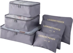 Set potovalnih organizatorjev za kovček in omaro (6 kosov) – črna