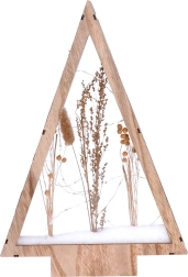 Solight LED lesena božična dekoracija drevesce z zasneženimi zimskimi cvetovi 37 cm - 1 kos