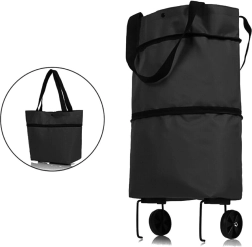 Zložljiva nakupovalna torba na kolescih črna
