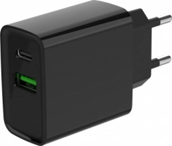 Hitri polnilnik USB‑C + USB‑A 20 W, črna