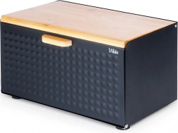 Posoda za kruh iz črnega kovina in bambusa z dvojnim pokrovom 35,5 × 22 × 20,5 cm Vilde