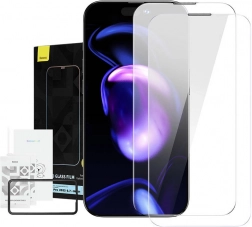 Baseus Crystal kaljeno steklo odporno proti prahu 0,3 mm za iPhone 14/13/13 Pro – Dvojno pakiranje