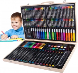 Umetniški risalni set v lesenem kovčku