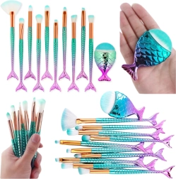 Komplet mavričnih čopičev za ličenje v obliki morskega repa, 11 kos