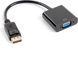 Adapter DisplayPort na VGA 15-pin, m na f, 10 cm, črn
