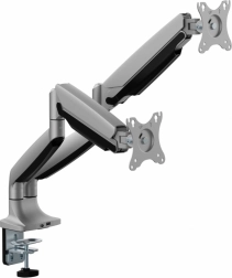 Plinski nosilec za dva monitorja 17–35″ z USB‑A/USB‑C 3.0, za visoke obremenitve