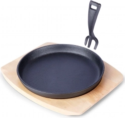 Litoželezna servirna ponev z leseno desko 22 cm, 2-delni komplet