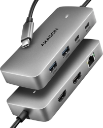 Axagon hmc-cub83x2 usb-c razširitveno vozlišče 7v1, 10 gbps, hdmi 4k/144 hz, dp 8k/30 hz, glan, pd 100 w