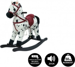 Plišasti gugalni konj na baterije z zvokom in gibom – Belo-rjav