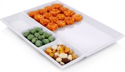 Bel razdeljen porcelanast krožnik 26,5 × 20 cm