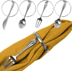 Kovinski obročki za prtičke s srebrnimi pribori, 4 cm, set 4 kos