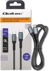 Pleten kabel USB‑C na USB‑C 100 W, 1,5 m – QOLTEC