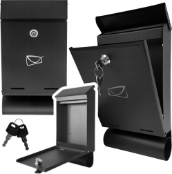 Poštni nabiralnik iz pocinkanega jekla s tulcem za časopise, črn 32,5 × 22,5 × 9,5 cm