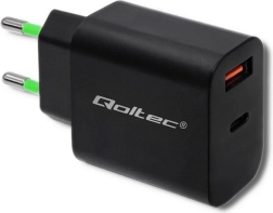 Omrežni polnilec 18W USB tip C PD in USB QC 3.0 črn