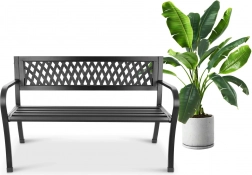 Vrtna kovinska klop z naslonom za park, teraso in balkon