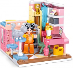 Gradbeni komplet Sluban Girls Dream mini spalnica – 210 delov, 2 figurki