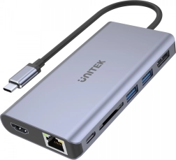 Večnamenski USB-C hub 2× USB 3.1, HDMI 2.0, DP 1.4, RJ45, SD, Power Delivery