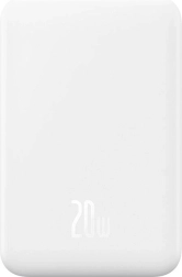 Magnetna mini power banka Baseus 5000 mAh z USB‑C 20 W in brezžičnim polnjenjem – bela