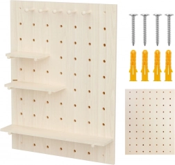 Lesena stenska pegboard organizator MACLEAN 60 × 80 cm, svetel les
