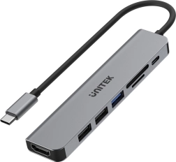 Usb-c hub 7 v 1 aluminijast s pd 100 w, 5 gbps in hdmi 4k