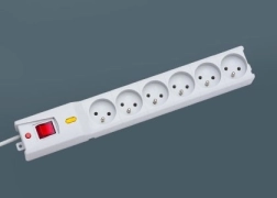 Prenapetostni podaljšek Lestar, 6 vtičnic, 3 m, siva