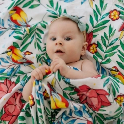 Bambusova muslinasta odeja Blooming Day 120x120 cm