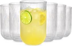 Set kozarcev 400 ml Vilde, 6 kosov – rebrasti prozorni kozarci za pijače