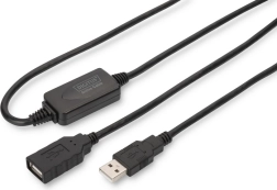 Aktivni podaljševalni kabel USB 2.0 USB-A (moški) na USB-A (ženski) 15 m, črn