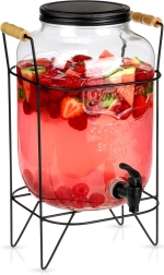 Stekleni dozirnik za pijačo s pipico in stojalom 8 l