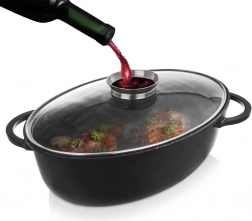 Ovalen granitni pekač s pokrovom 8 l, 45 × 27,5 cm