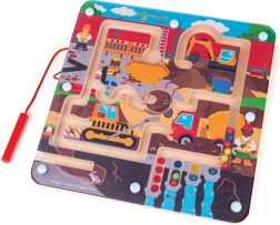 Magnetni labirint gradbišče Bigjigs Toys