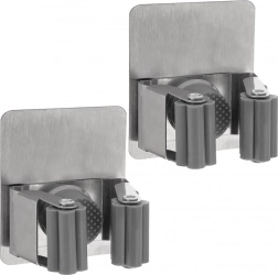 Samolepilni nerjavni držali za mop in metlo, set 2 kos