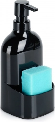 Dozator za detergent za pomivanje posode s predalom za gobico, črn 500 ml