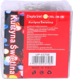 Baterijski svetlobni zastor 3 m – toplo bela