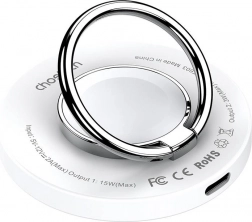 Brezžični polnilec 2 v 1 z držalom Choetech (bel)