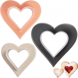 Dvostranski modelčki za piškote srce, komplet 3 kos